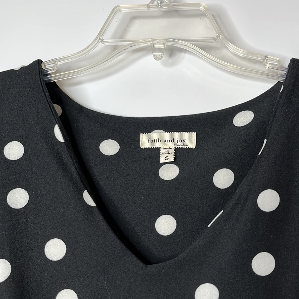 Faith and Joy by Monteau Womens Top shirt Stretch Black White Tie Front S SMALL - Picture 4 of 7